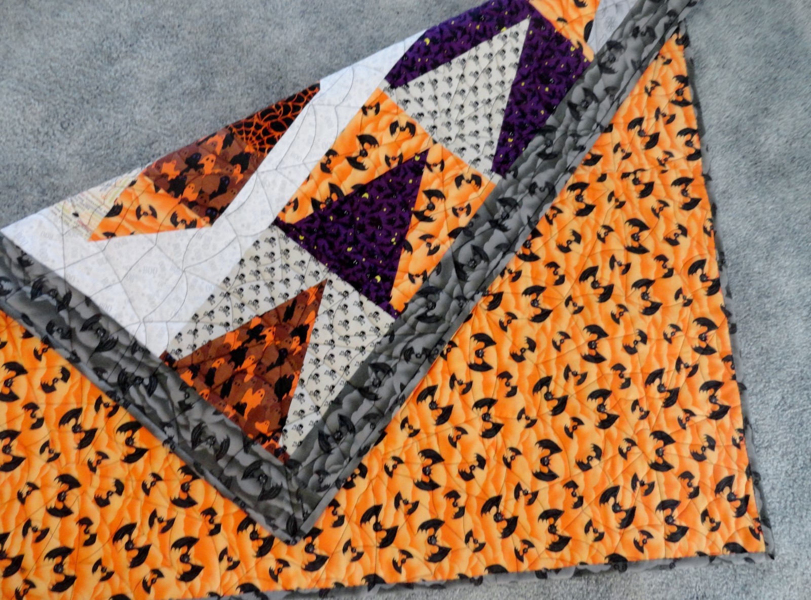 Halloween Quilted Table Topper,Halloween Wall Hanging,Cats,Witches Hats, Pumpkin