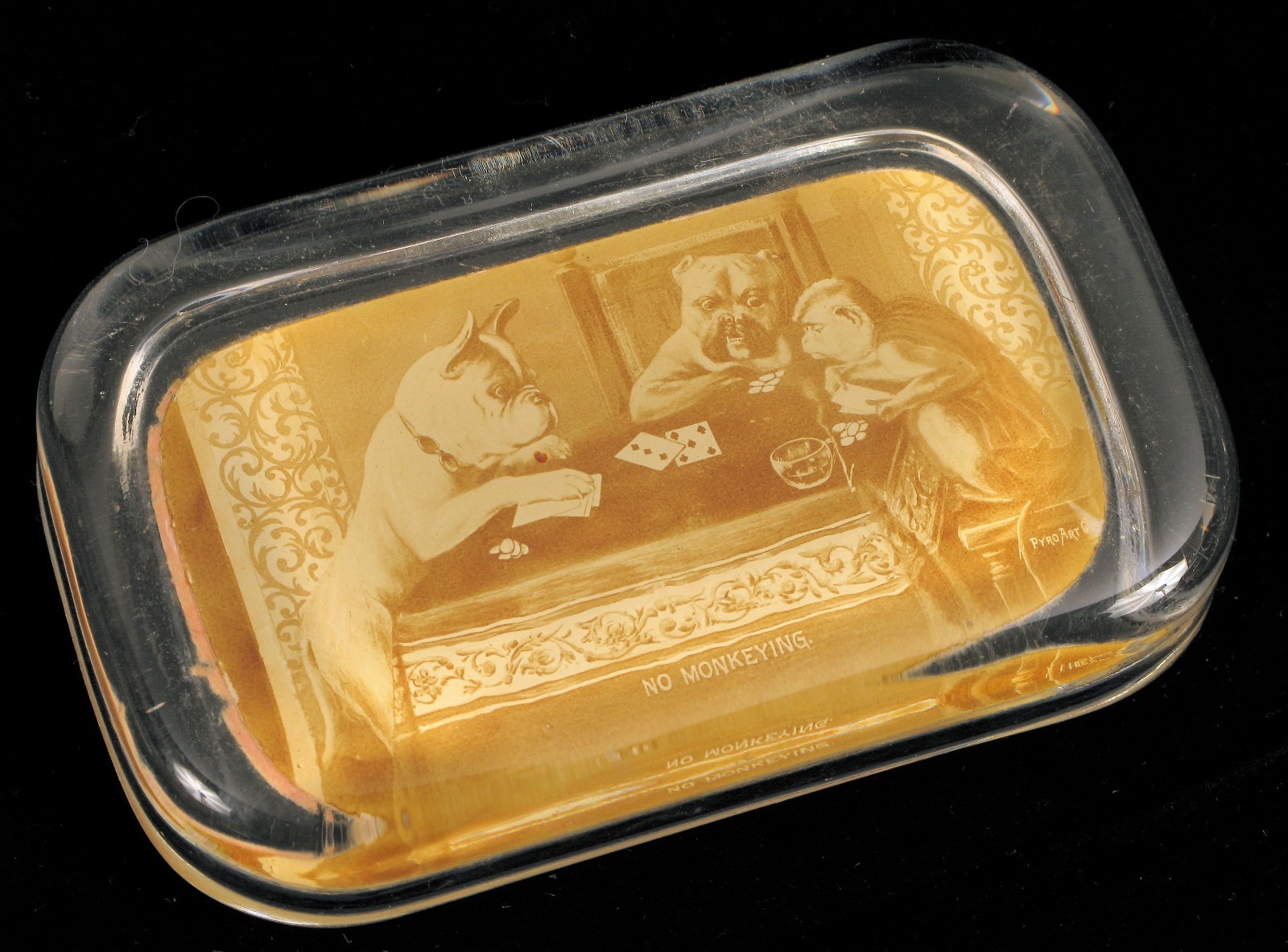 VTG ANTHROPOMORPHIC DOGS PLAYING CARDS NO MONKEYING PAPERWEIGHT GAMBLING POKER !