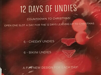 Junior's 12 Days Of Undies X-Large XL NEW Christmas Cheeky Bikini Panties