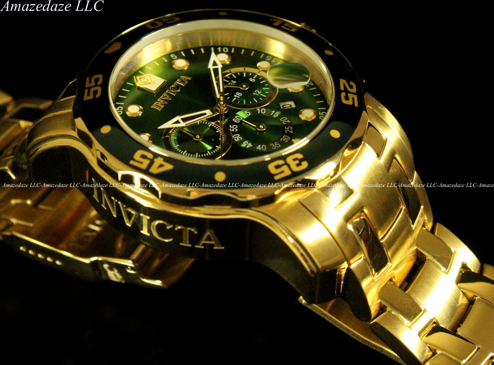 NEW Invicta's Men Pro Diver Scuba Chronograph Stainless Steel Green Dial Watch
