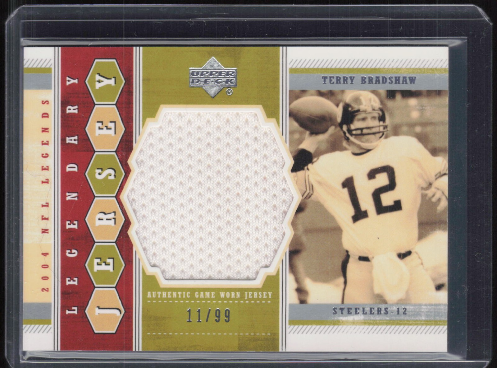 2004 Upper Deck Legends Legendary Jersey Terry Bradshaw 11/99 Game Worn Jersey