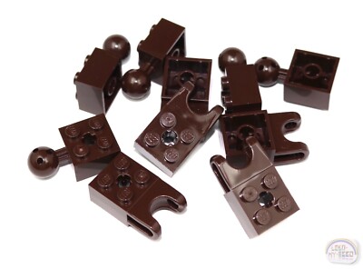 LEGO Technic - 10-Pc 2x2 Brick w/ Tow Ball Set - New - Dk Brown - 57909b, 57910