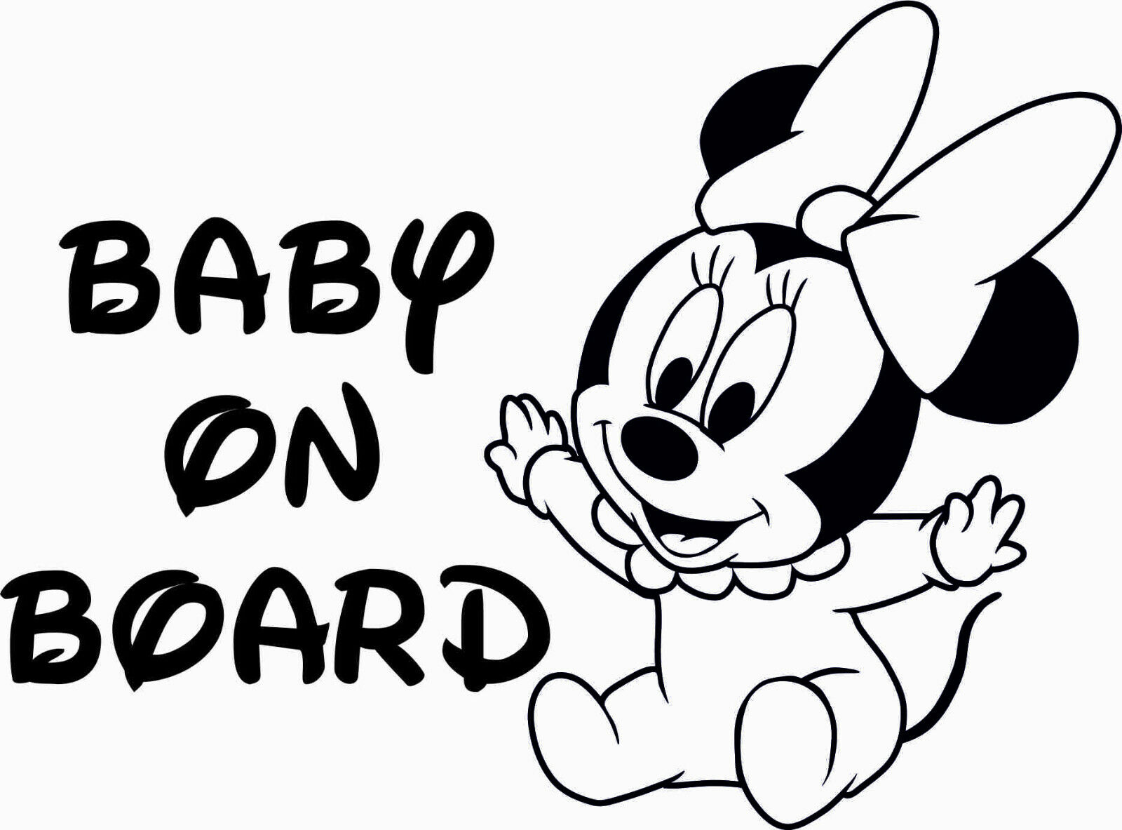 Aufkleber Sticker Baby on Board Minnie Wunschname Autoaufkleber Auto 15 cm