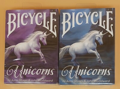 Bicycle Playing Cards Unicorns Deck Blue & Purple by Anne Stokes & John Woodward