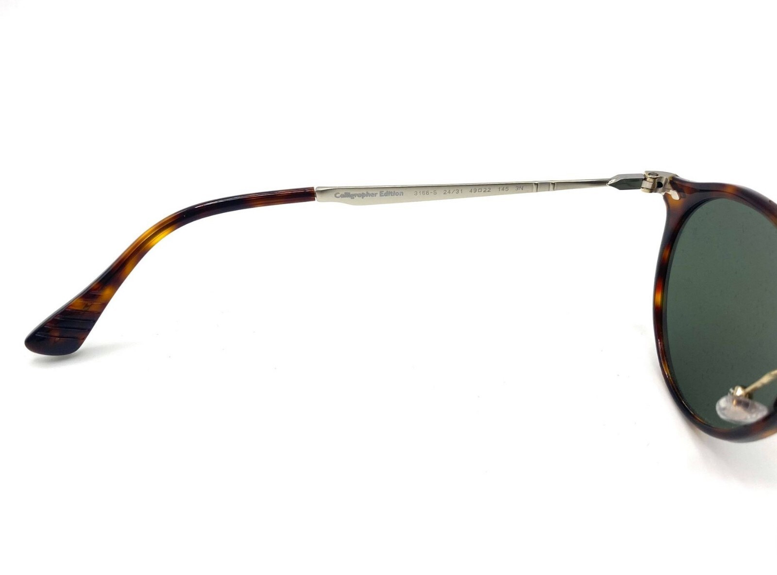 Pre-owned Persol Calligrapher Edition Po3166s Sunglass 24/31 Gold & Havana/green Lens 49mm