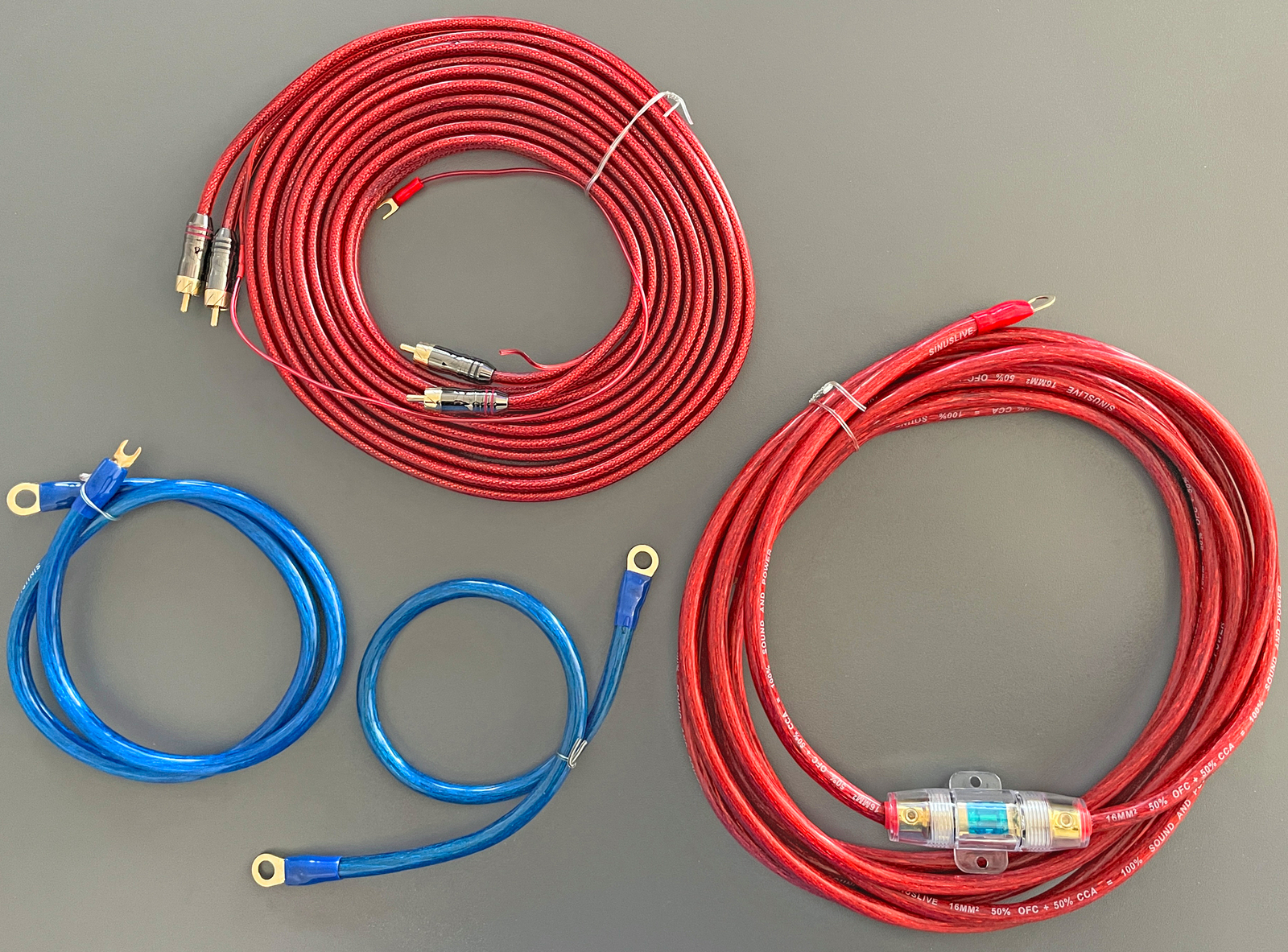 5m Sinuslive KS-16 Car-Hifi Kabelset 16mm²  mit Sicherungshalter & Cinch KUPFER!