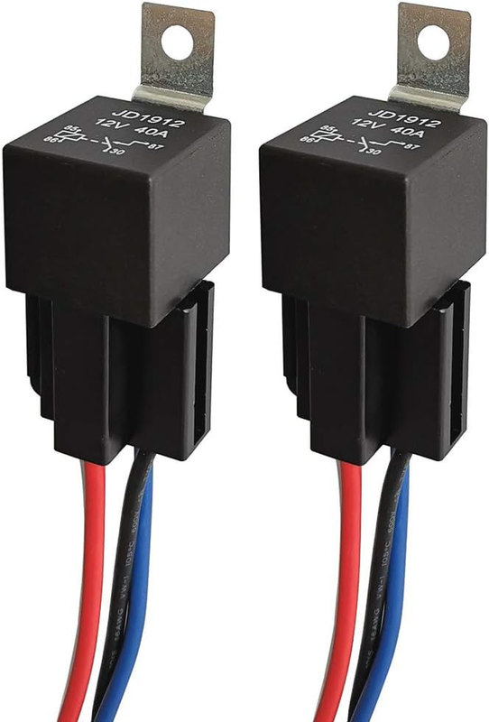 2pcs JD1912 Car Relay Harness 12V 40A 4 Pin SPST 12AWG Harness Sockets with Buil