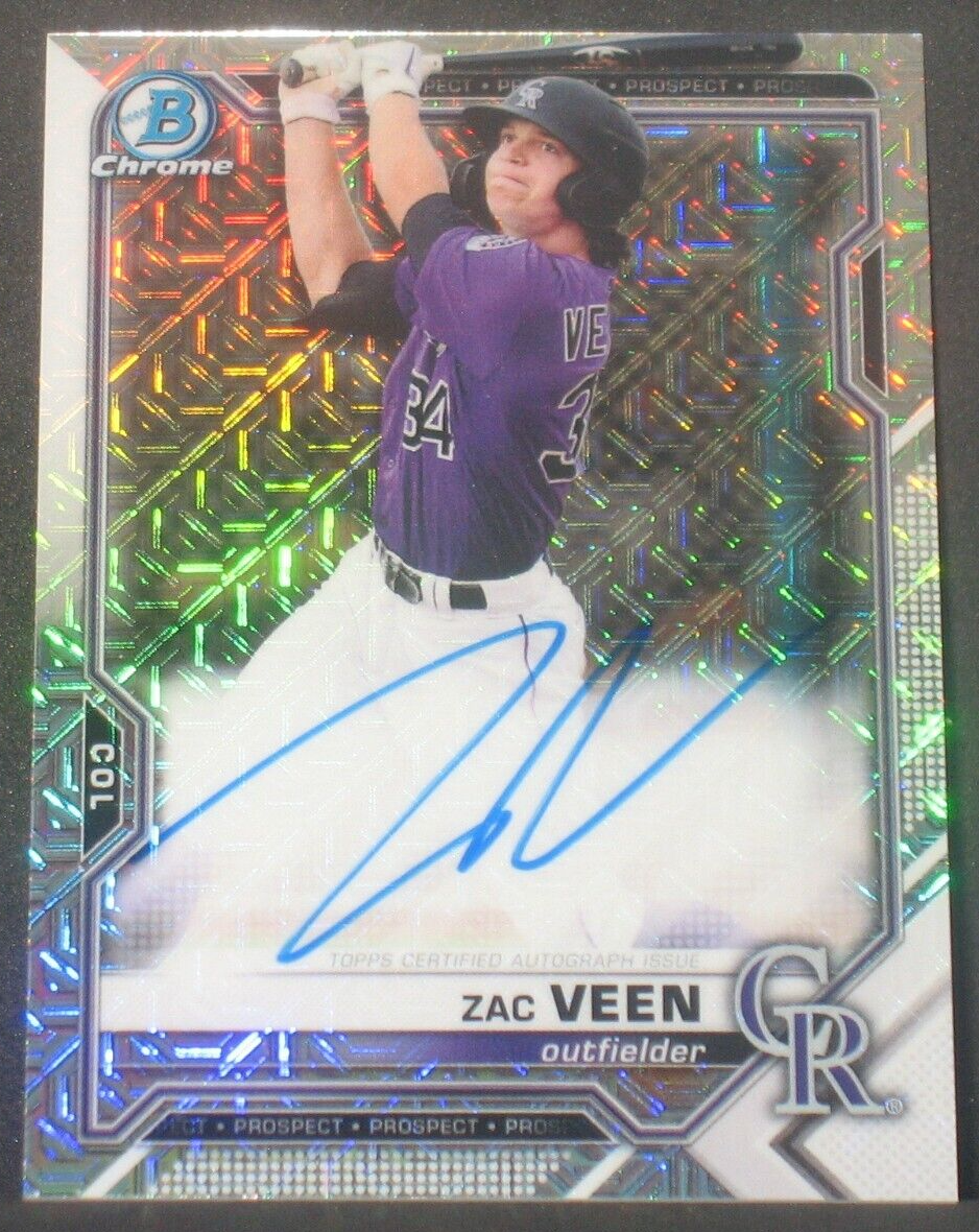 その他 bowman2021 ZAC VEEN atomicrefractor auto Zac Veen 2021 Bowman Chrome ATOMIC REFRACTOR SIGNED AUTO *IP