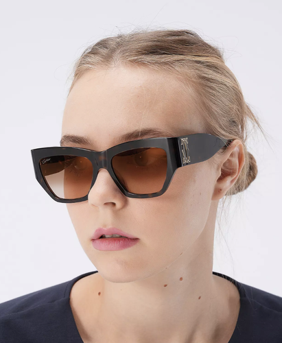 Pre-owned Cartier Ct0435s-002 Havana Sunglasses In Brown
