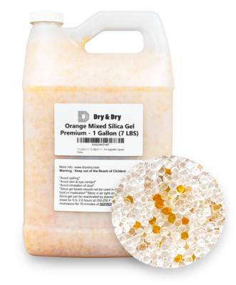 1 Gallon(7-7.5 LBS) ''Dry & Dry'' Orange & White Mixed Silica Gel Desiccant Bead