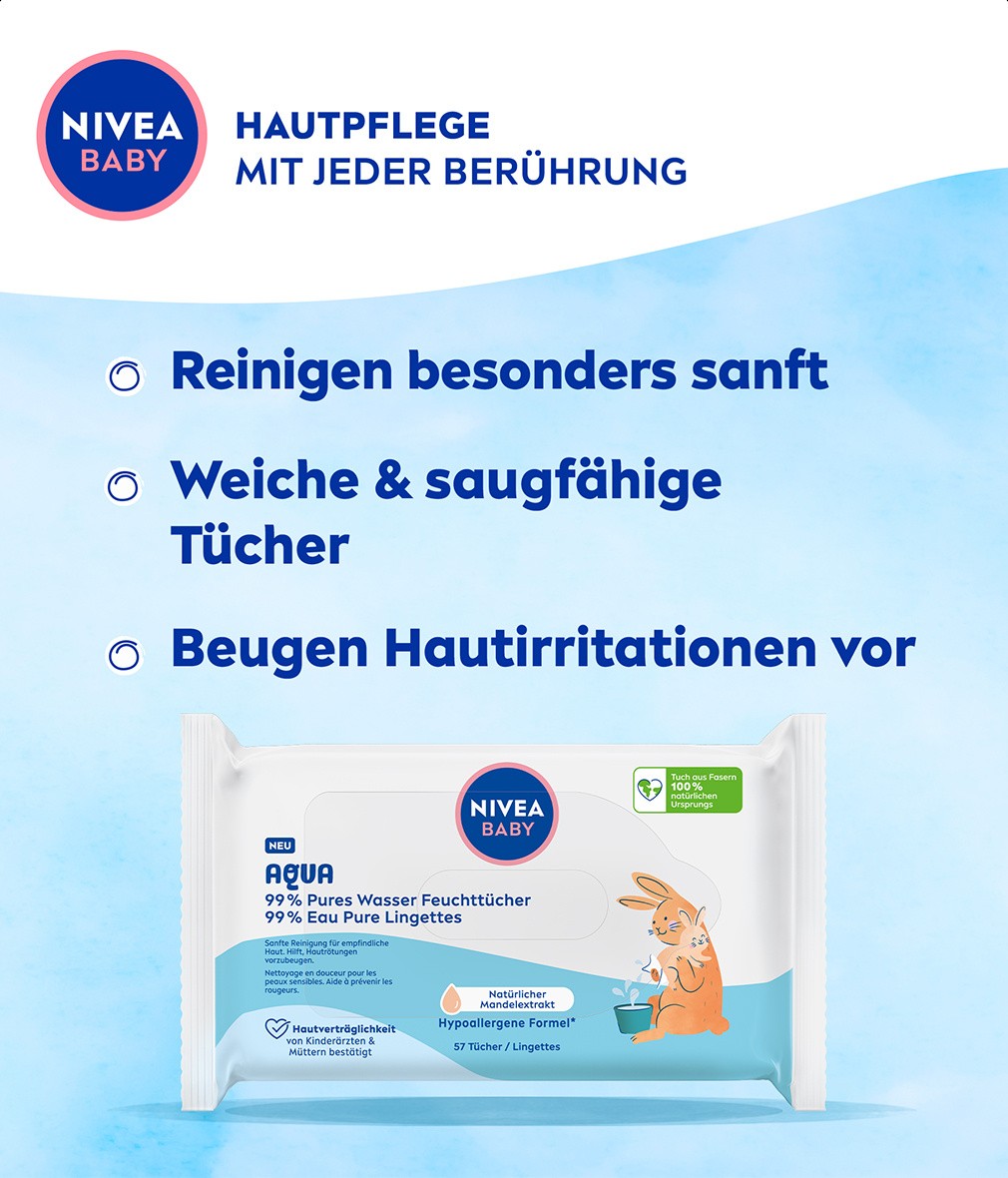 NIVEA Baby Aqua Feuchttücher 4x57 Stück - Bild 8 von 8