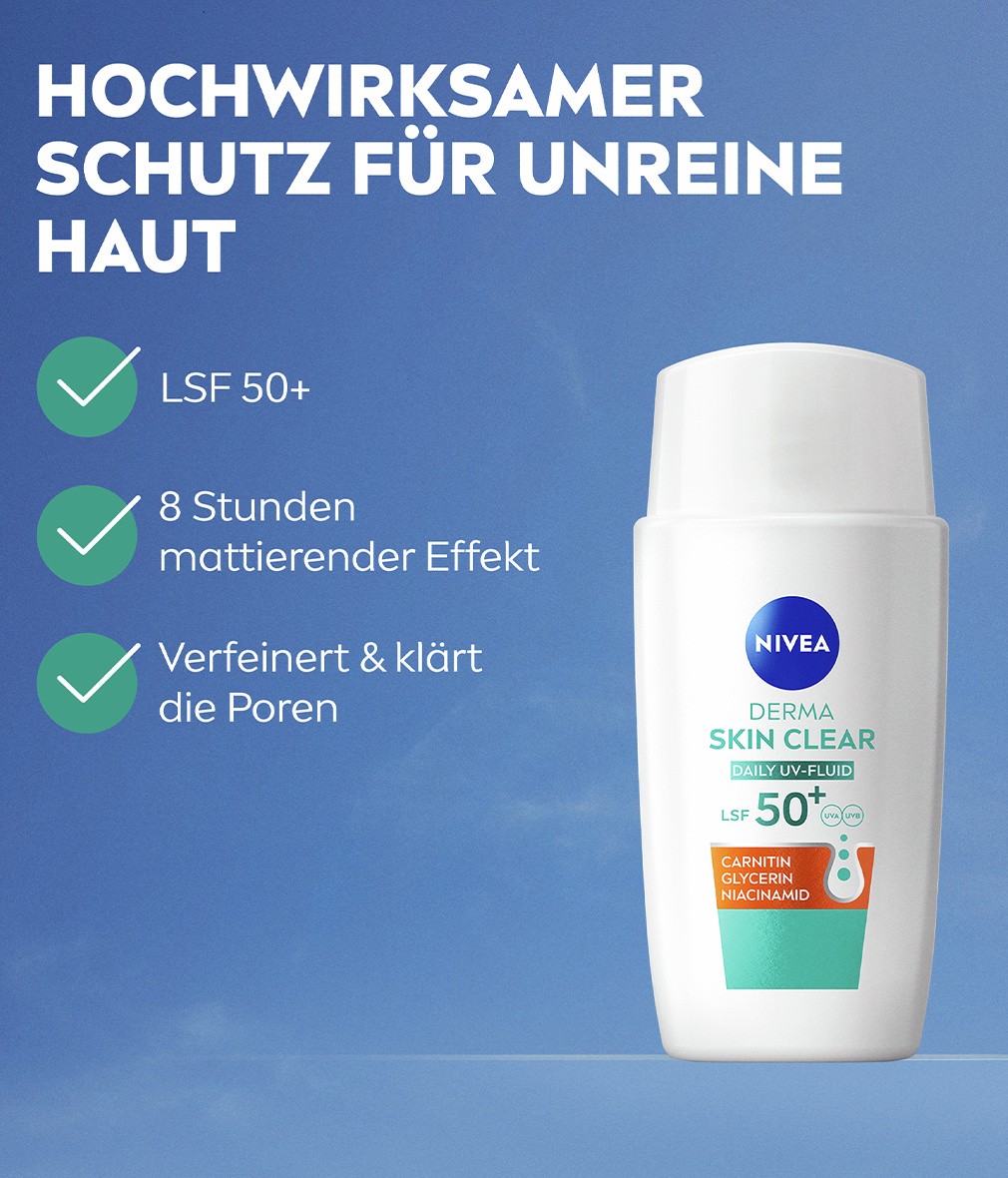 NIVEA DERMA SKIN CLEAR Routine Mizellenwasser + UV-Fluid + Rebalance Serum 4tlg. - Bild 4 von 10