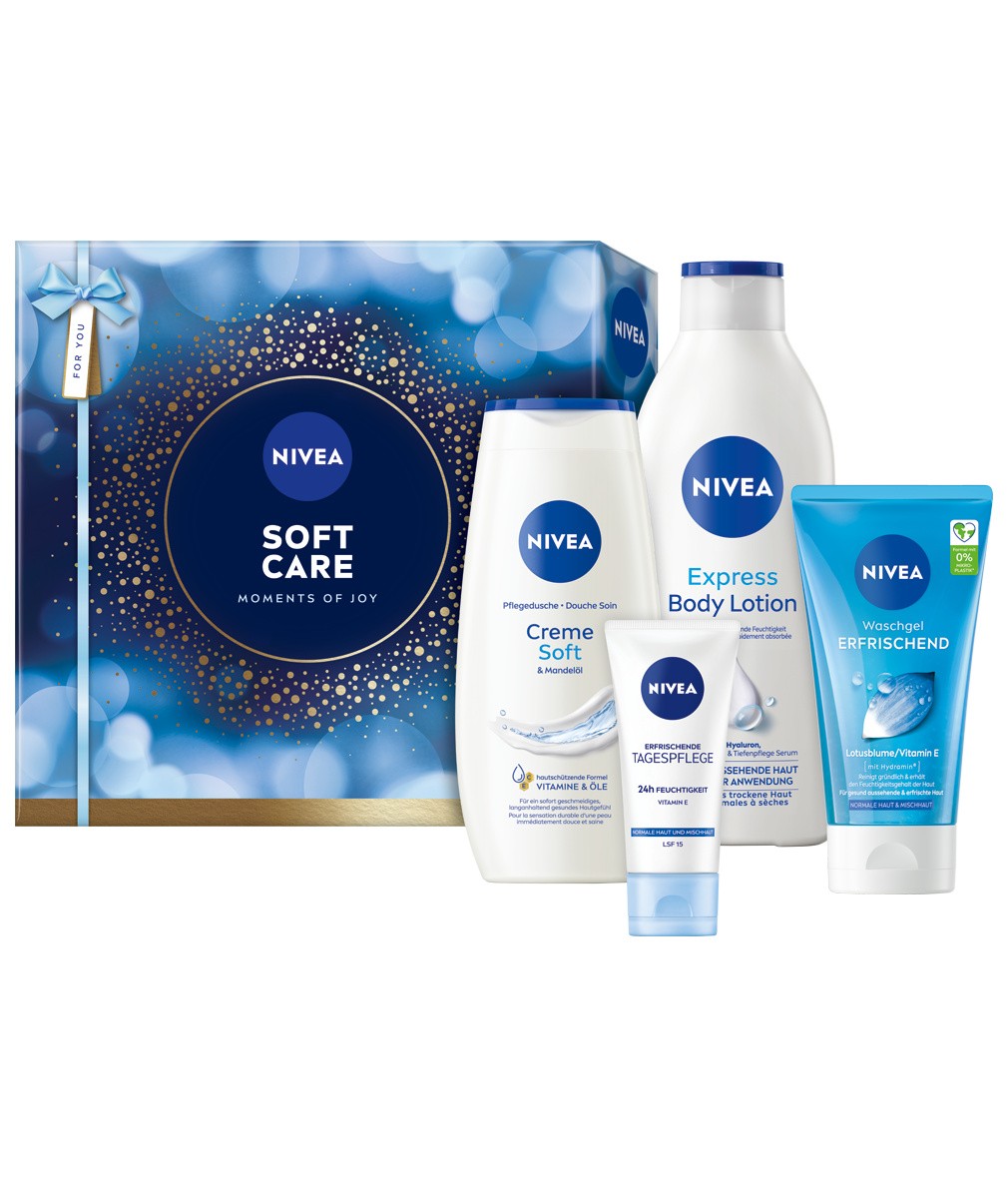 NIVEA Soft Moments Geschenkset 4-teilig Duschgel Lotion Creme Gesicht - Bild 1 von 11