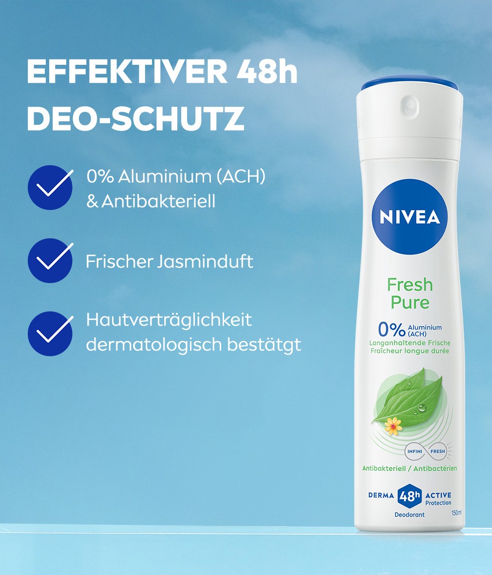 NIVEA Deodorant Fresh Pure Deo Spray, 6 x 150ml - Bild 3 von 7