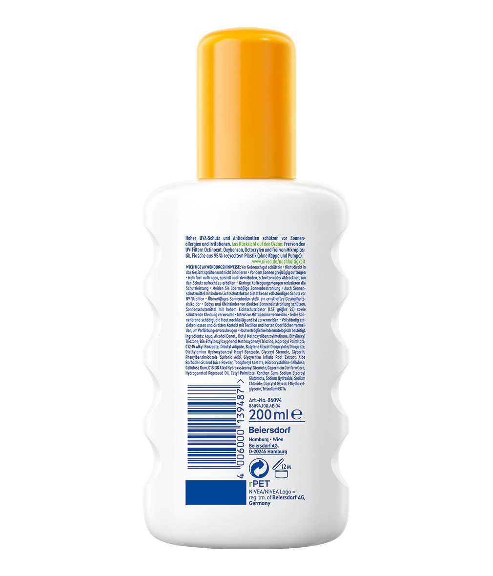 NIVEA SUN Anti Sonnenallergie Spray Sensitiv sofort Schutz LSF50+ 200ml - Bild 2 von 5