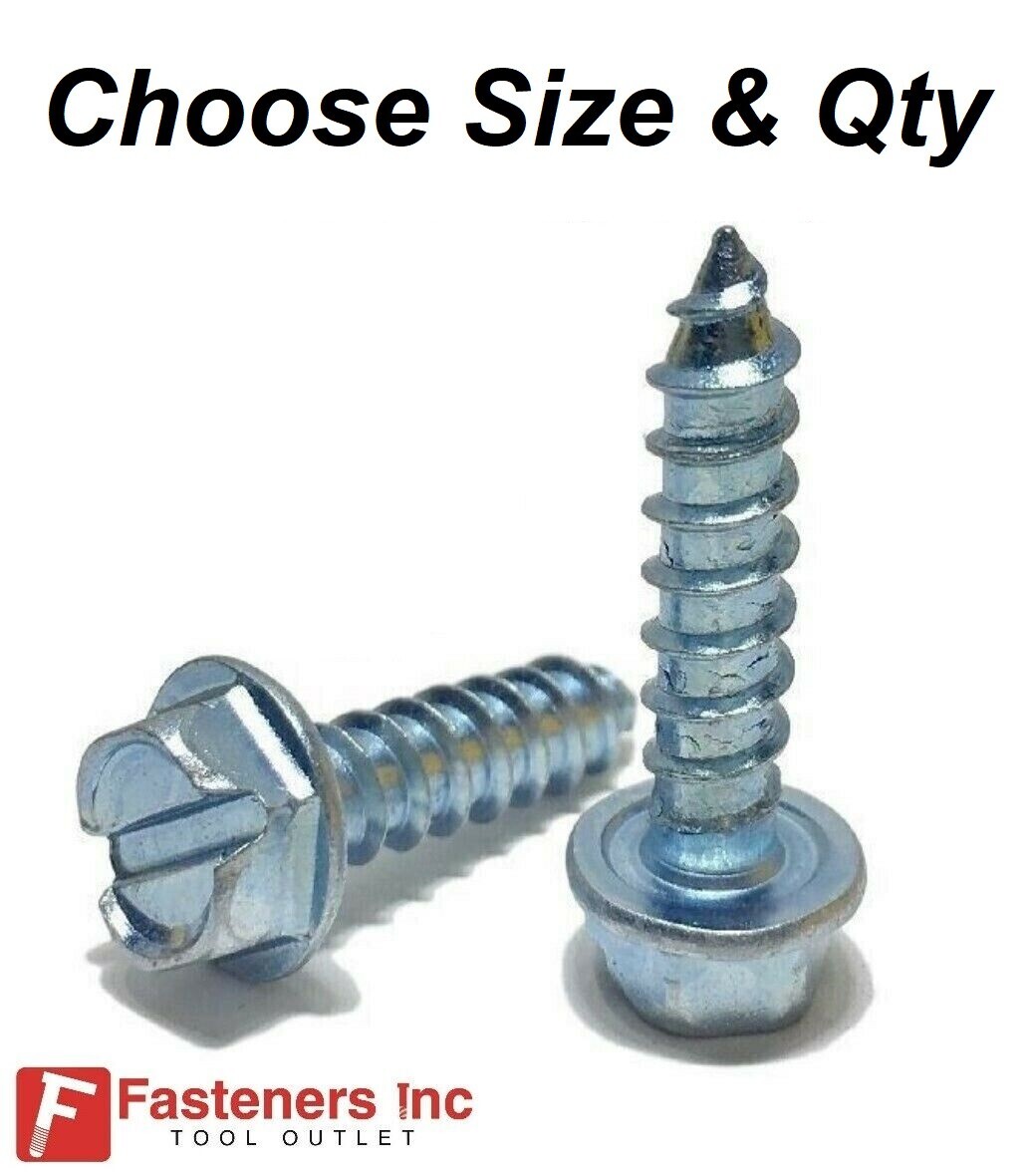 Hex Washer Head Self Tapping Sharp Sheet Metal Screws Zinc (All Sizes & Qtys)