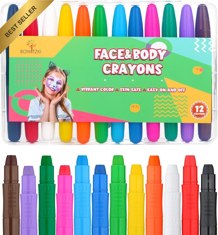 12 Color Face Paint Kit Twistable Markers Water Based Hair Dye Box