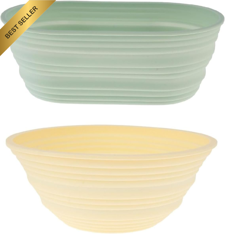 2Pcs Silicone Bread Proofing Basket （Mixed 2）,Foldable Sourdough Bread Baking Su