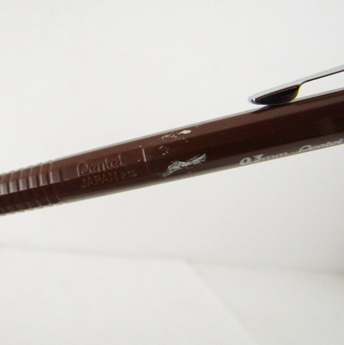 VINTAGE PENTEL 0.3mm P203 PUSH ACTION AUTO FEED MECHANICAL PENCIL BROWN BARREL
