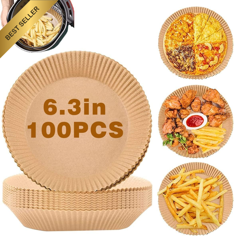 Air Fryer Disposable Parchment Paper Liner: 6.3 Inch 100PCS round Unbleached Sil