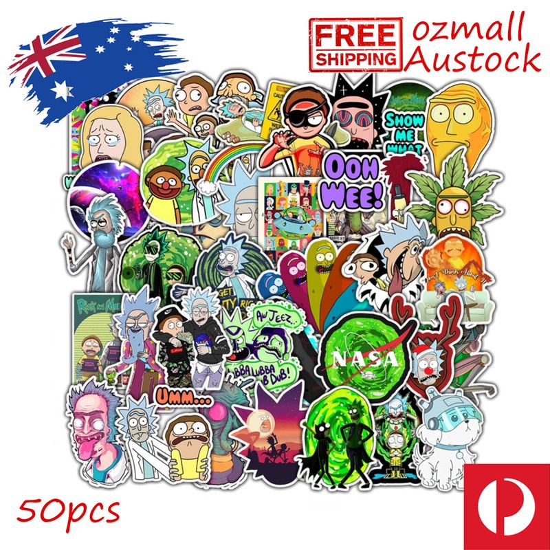 50pcs Rick And Morty 1 Stickers Bomb Adult Swim Vinyl Decal Graffiti Laptop