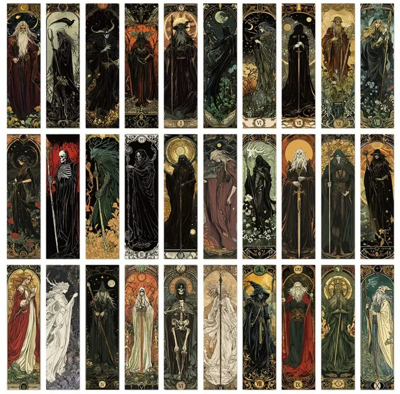 5 X Dark Fantasy Wizard Bookmarks 15x4cm Paper Card Book Page Reading Gift Pack
