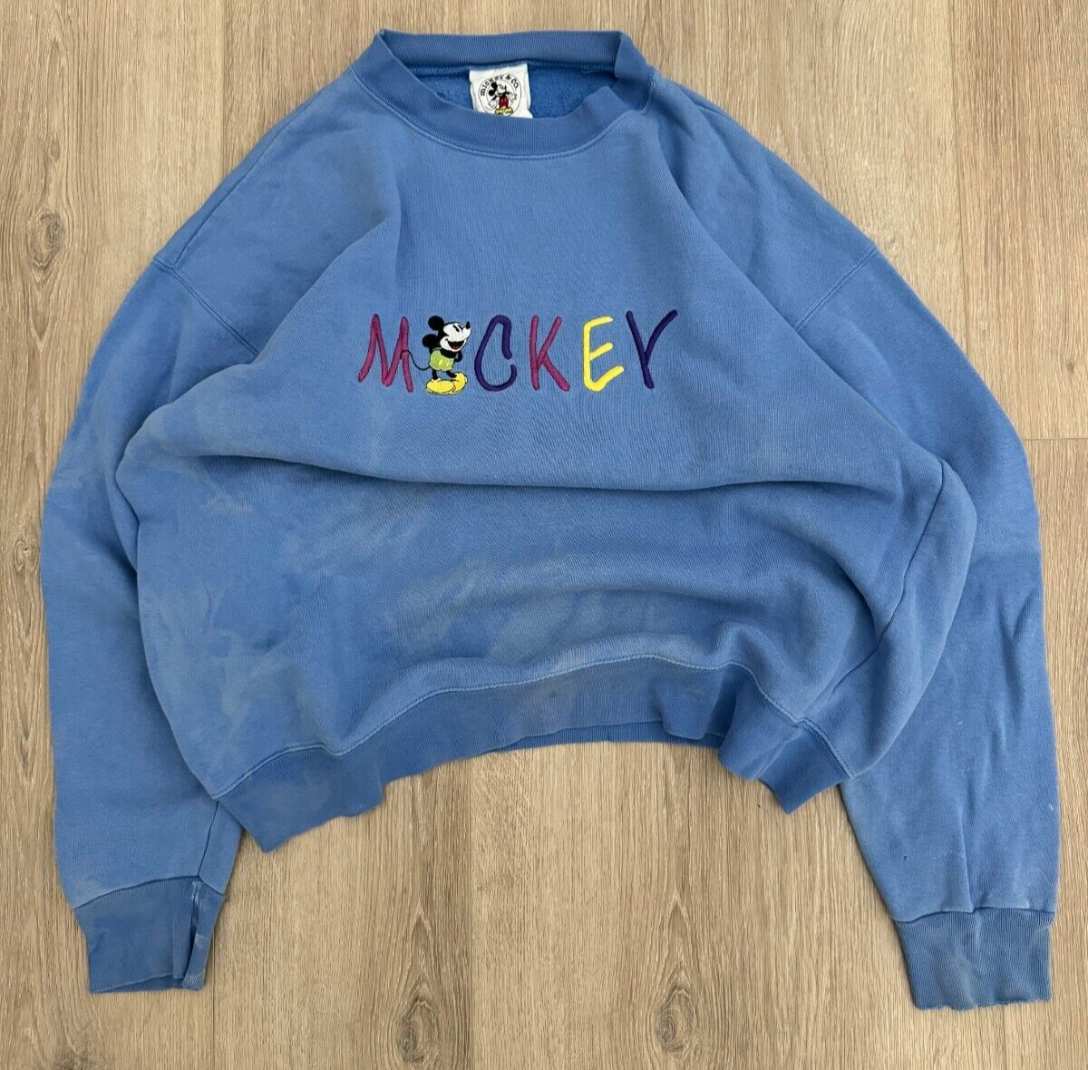 90s USA製 Disney Sweatshirt vintage 90s Mickey Mouse Sunfaded Boxy Disney Sweatshirt sz