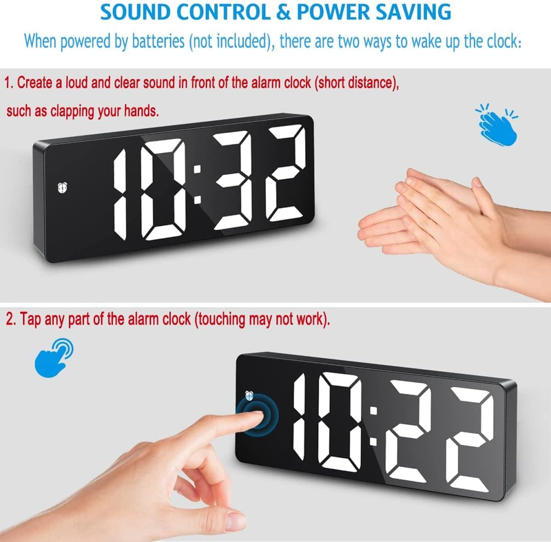 Digital Alarm Clock, LED Clock with Type-C Port for Bedroom, Electronic Desktop