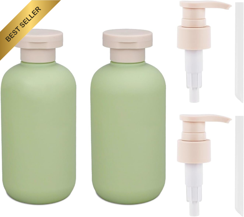 Plastic Squeeze Bottles with Flip Cap and Pump, 2Pcs Empty Squeeze Bottles with