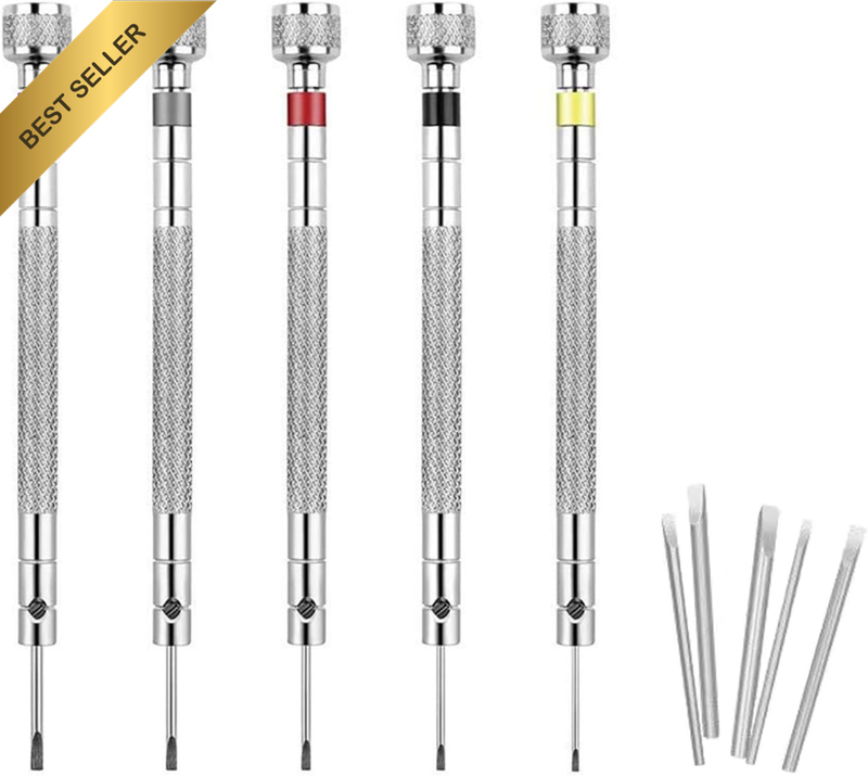 5Pcs Precision Flathead Screwdriver Set - 0.8-1.6Mm Micro Watch Repair Kit with
