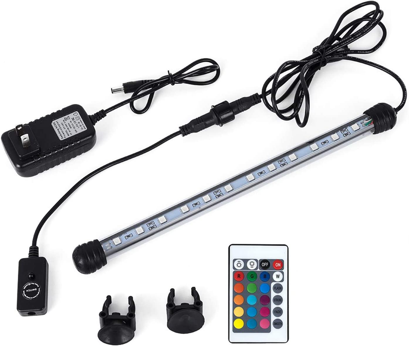 8 in Submersible LED Aquarium Light, 1.2W Color Changing Fish Tank Light with Re