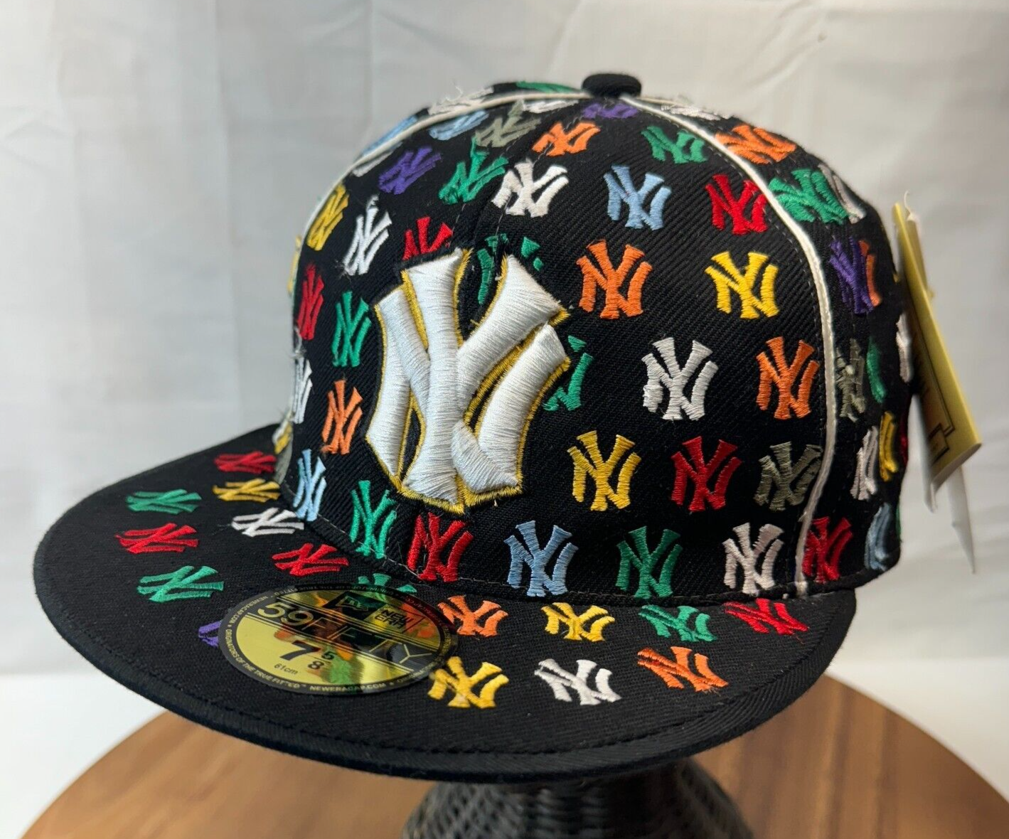 Yankees Hat Cap Fitted 7 5/8 multicolor Logo Cooperstown.New