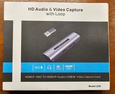 4k HD Audio and Video Capture with Loop HDMI/F +Mic Video Capture Card 1080P New