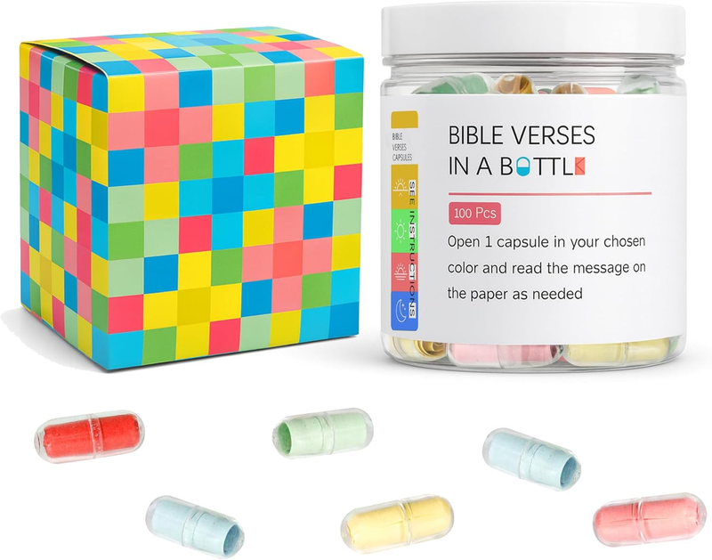 Bible Verse Jar Inspirational Colorful Scripture Box for Daily Encouragement Christian Gift for Women Men Prayer Christmas Birthday Gift for Mom Friends