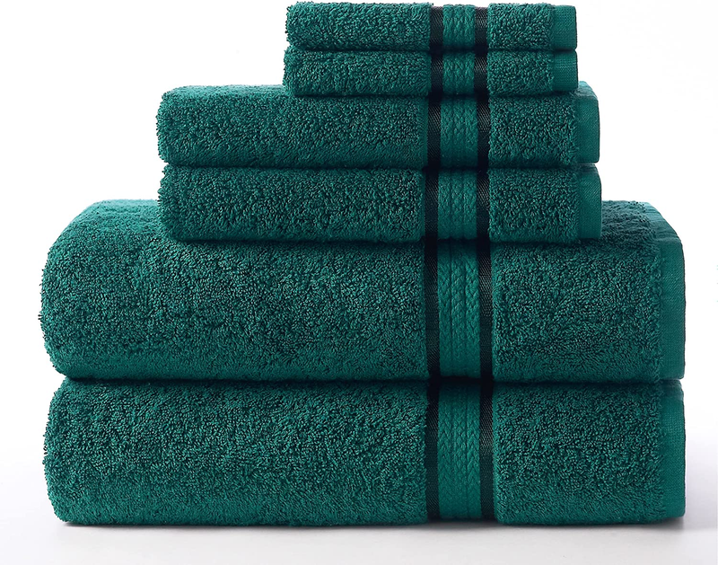 COTTON CRAFT Ultra Soft 6 Piece Towel Set 2 6 Set Teal