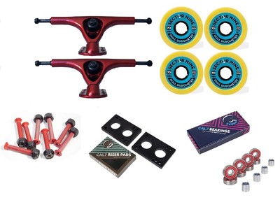 Caliber Longboard Trucks 50° 10/" Gold Cal 7 83mm Wheels Skateboard Combo