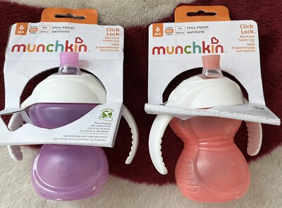 Trainer Cups Munchkin Spill Proof Reinforced Bite Proof Purple/Pink 7oz 2 Count