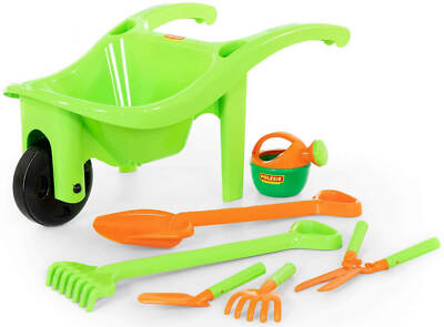 Polesie Schubkarren-Set 7-tlg mit Kinder Gartengeräten Rechen Schaufel Gießkanne