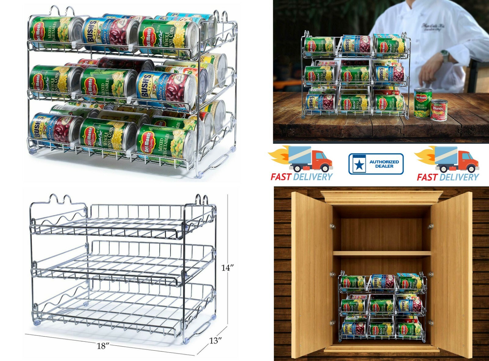 36 Can Rack Holder Organizer Storage Kitchen Shelf Food Pantry