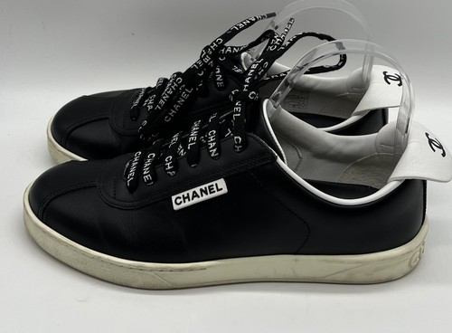 CHANEL ブラックレザー フラットシューズ サイズ361/2 043074_1.jpg