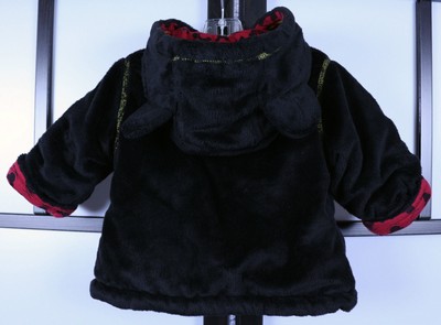 Disney BABY Mickey Rocks Black Fuzzy Coat Zipper Jacket Size 0-3 Months Hoodie