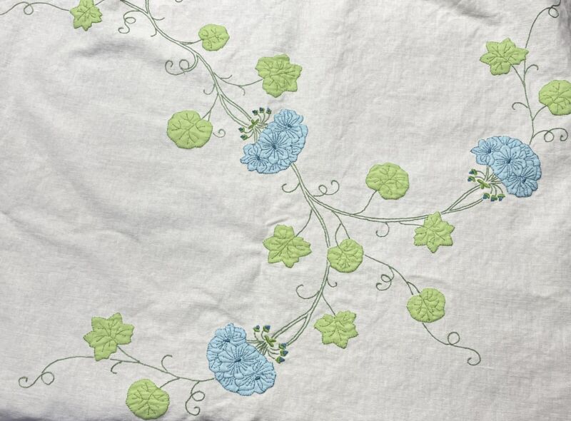 Vtg Jabara Madeira For SAKS Hand Embroidery Hydrangeas Linen Tablecloth Napkins