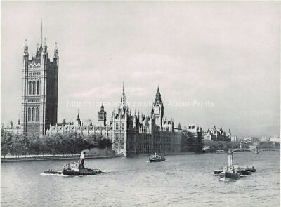 Houses Of Parliament London Vintage Print Old Picture 1941 IHLE#12