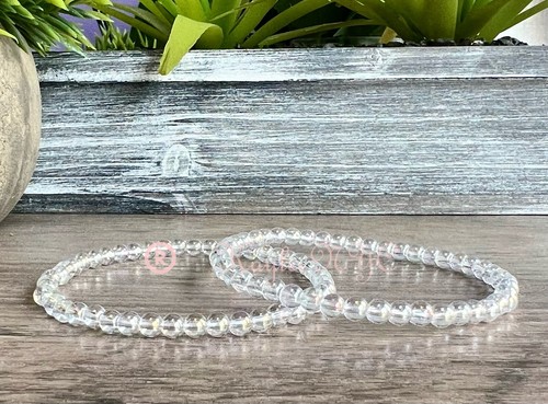 Wholesale 6 Pcs Angel Aura Quartz 4mm 7.5” Crystal Stretch Bracelet