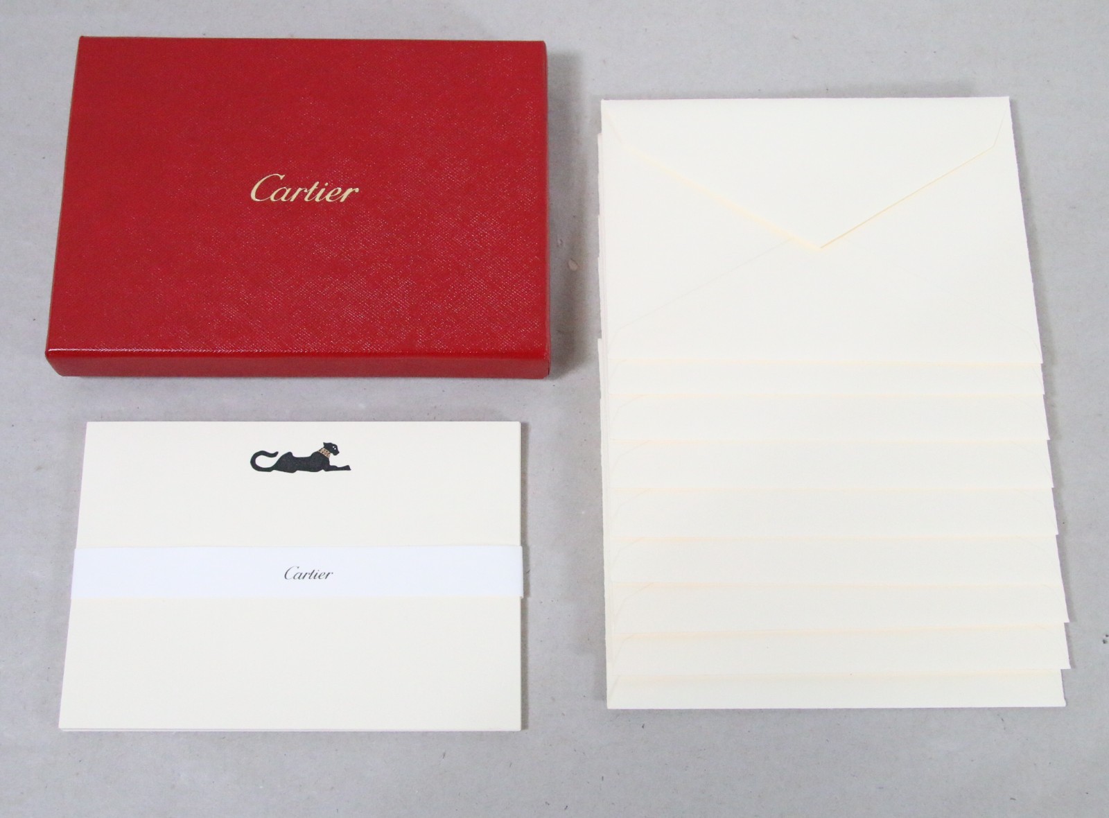 Cartier Panther Letter Card Envelope Stationary Set of 9 w/Box