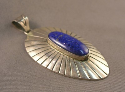 Vintage Mexican Modernist Sterling & Sodalite Pendant 24.7g Signed R---l Cony?