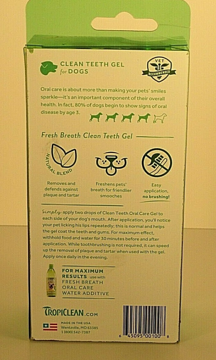 TropiClean Fresh Breath Plaque Remover Cat and Dog Clean Teeth Gel Kit 4 oz