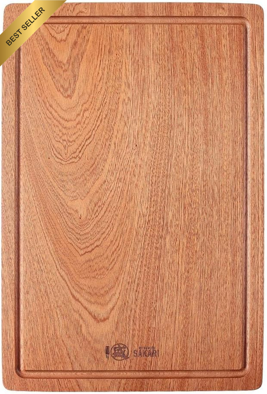Japanese Sapele Wood Cutting Board with Juice Groove - 45 X 30 Cm Kitchen Choppi