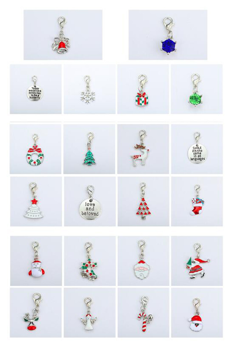 Christmas Advent Calendar Jewelry Ornaments Girls DIY Bracelet Necklace Gift Box