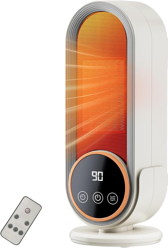 Space Heater Indoor - Energy Efficient Portable Heaterwith Adjustable Thermostat,1200W PTC Rapid Heatingceramic Technology with Remote,Intelligent Timing (White,E68S Remote Control)